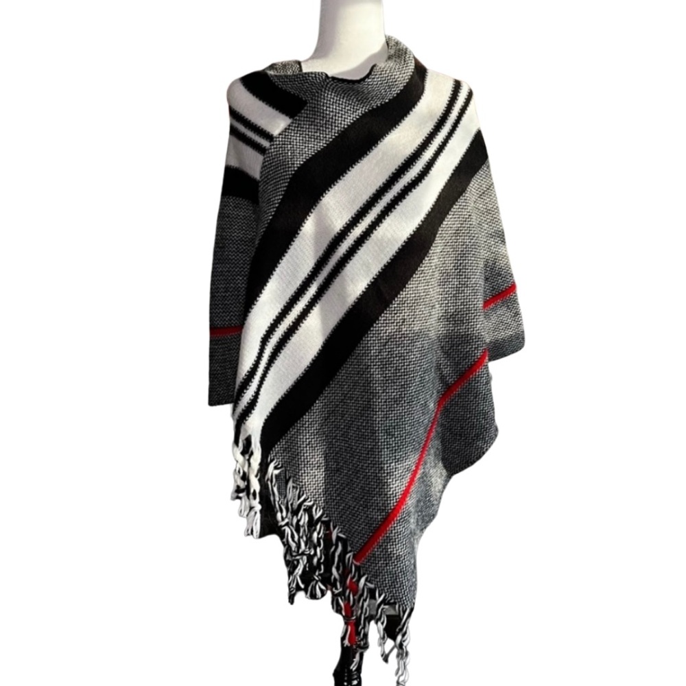 Ardene- Striped Poncho with fringe